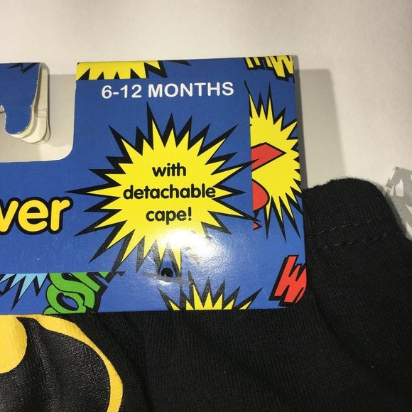 DC Comics Batman Diaper Cover 6-12 Months With Detachable Cape Black Gray Yellow - Picture 4 of 12